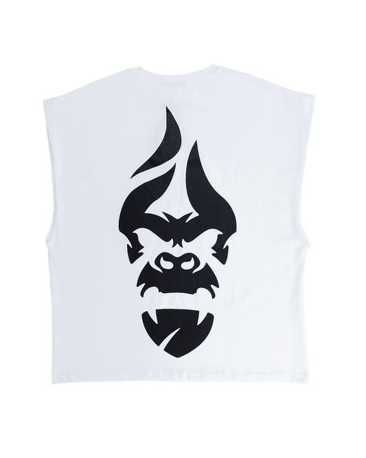 All Natural Ape The Don Super Oversized Cutoff Shirt- White